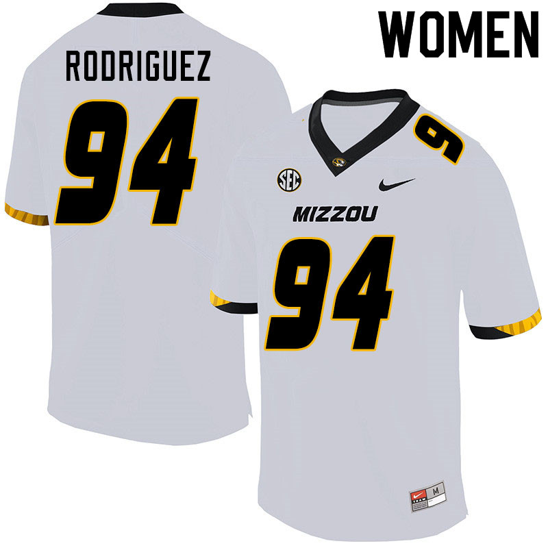 Women #94 Aaron Rodriguez Missouri Tigers College Football Jerseys Sale-White - Click Image to Close